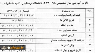 تقویم آموزشی نیمسال اول 98-1397