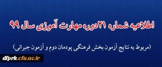 اطلاعیه شماره 21

اطلاعیه شماره 21 دوره مهارت آموزی حوزه فرهنگی و اجتماعی سال 99 (مربوط به نتایج آزمون بخش فرهنگی پودمان دوم و آزمون جبرانی)